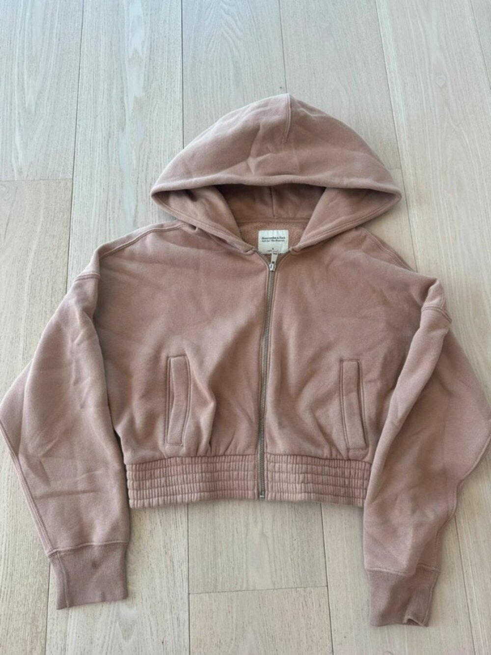 Women’s Soft Peach Cropped Zip-Up Hoodie, Size S